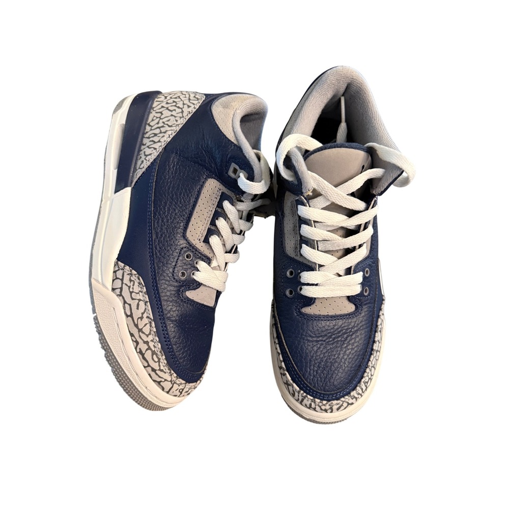 Jordan 3 Retro Midnight Navy GS 7Y 398614-401 Georgetown Blue Grey White Cement